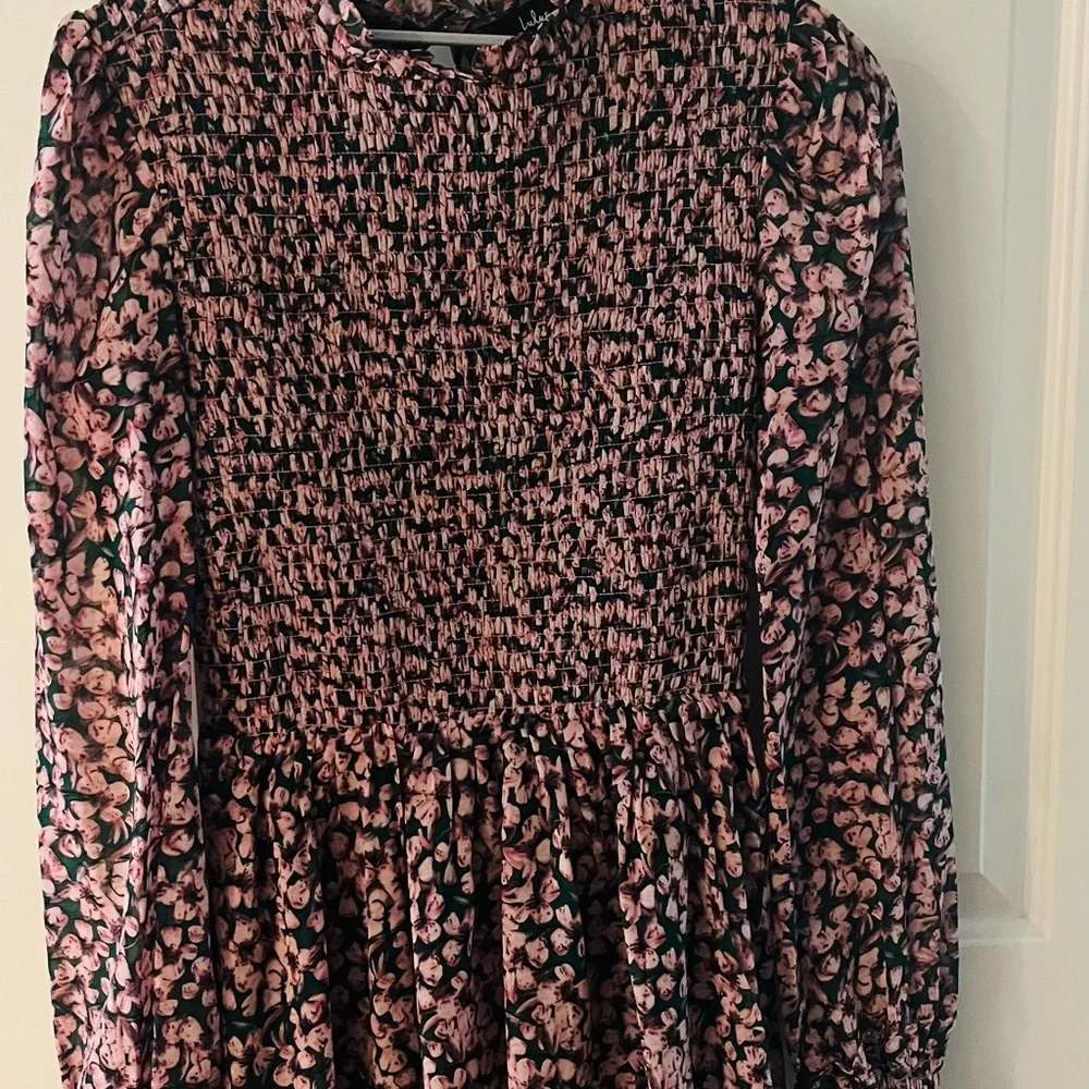 Lulu's Pink and Green Floral Dress - Picture 1 of 3